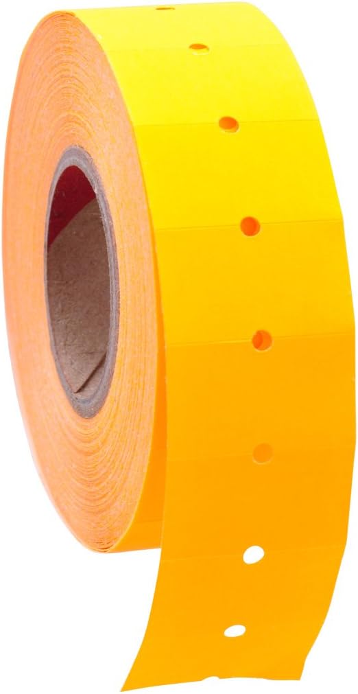 Fluorescent Orange Labels with No Tamper Proof Slits to fit Towa® GS Series/Halmark/Century Price Guns 16 Pack (Free Ink roll Included)