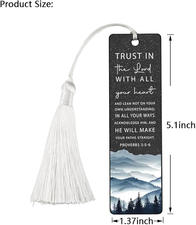 Christian Trust - Inspiring Bookmark, Inspirational Gift for Believers, Uplifting Present for Spiritual Readers, Faith - Based Reading Gift, Unique Mountain & Scripture Design Bookmark, WCB51