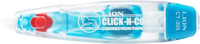 LION CLICK-N-COVER Refillable Correction Tape, Retractable Tip, 1/5" wide and 236" long, Acid-Free, Economy Box, Box of 12 (CT-305-12B)