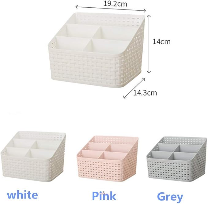 Plastic Desk Organizer, 5 Compartments Storage Organizer Utility Tote Caddy Holder Desktop Container Dividers for Home School Office Supplies (Grey)