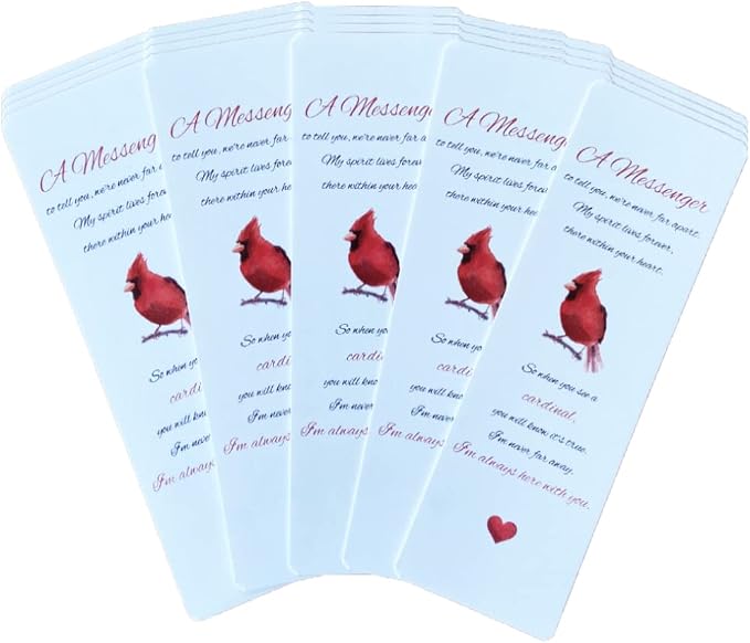 Funeral Favors for Guests - Cardinal Bookmarks with Sympathy Poem - Bulk Set of 24 - Hand Out at Celebration of Life, Memorial, Remembrance Service, Bereavement Ceremony - Thank You Gift, Keepsake