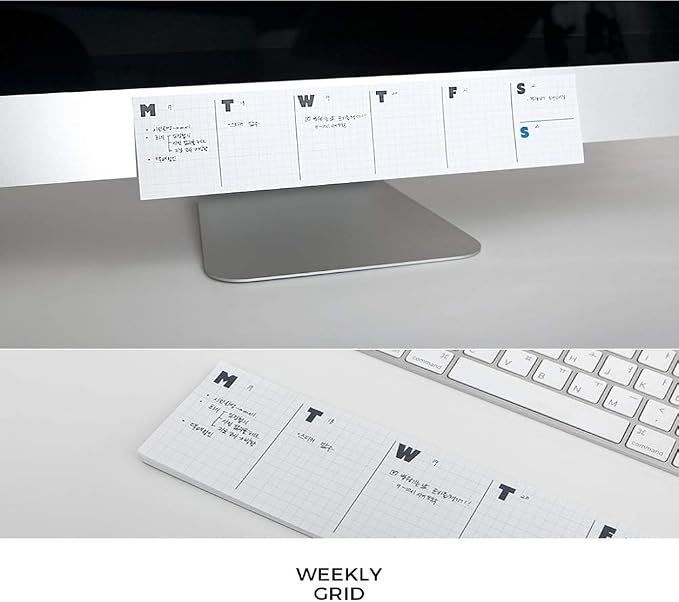 JSTORY Sticky Planner Adhesive Paper Note Columnar Scheduler Organizer to-do One Size Grid White