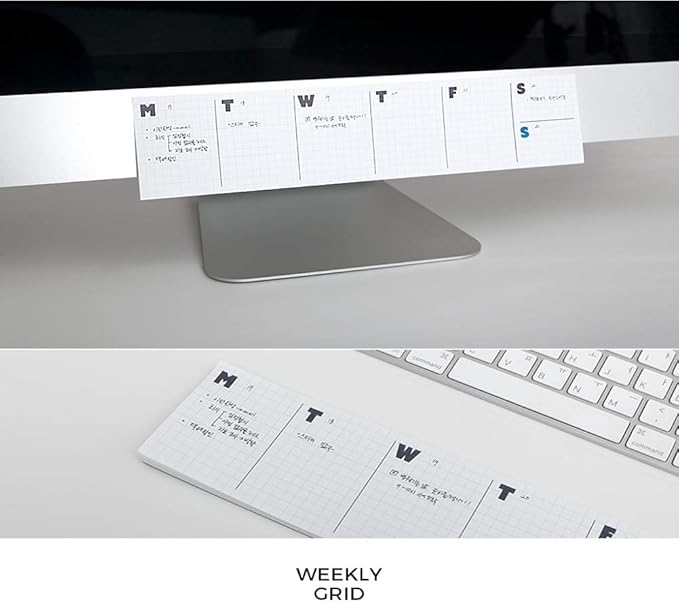 JSTORY Sticky Planner Adhesive Paper Note Columnar Scheduler Organizer to-do One Size Grid White
