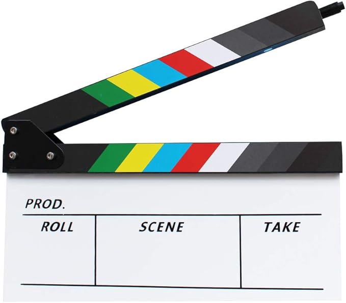 Coolbuy112 Movie Directors Clapboard, Photography Studio Video TV Acrylic Clapper Board Dry Erase Film Slate Cut Action Scene Clapper with a Magnetic Blackboard Eraser and Two Custom Pens