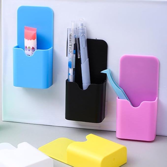 2PCS Magnetic Pen Marker Holders, Magnet Pencil Cup Storage for Classroom Home Locker Black (QX163)
