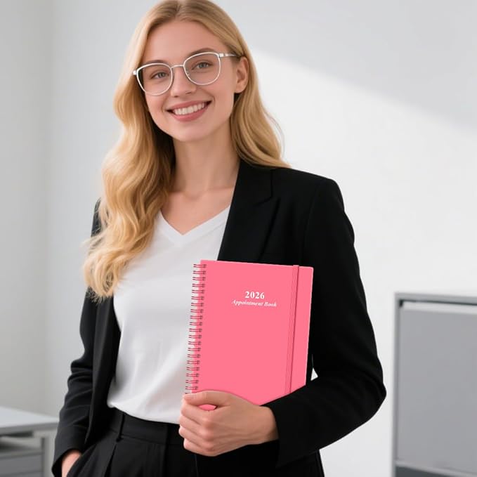 2026 Appointment Book & Planner - Hourly Planner from January 2026 to December 2026, Weekly Appointment Book 2026 with 30-Minute Interval, 6.4" x 8.5", Pink