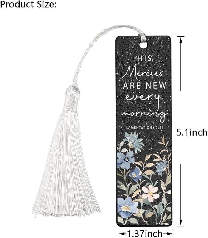 Christian Mercies Bookmark, Inspirational Gift for Believers, Uplifting Present for Spiritual Readers, Faith - Based Reading Gift, Unique Floral & Scripture Design Bookmark, WCB52