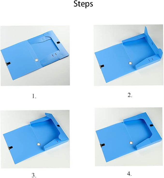 A4 Storage File Boxes Plastic Archives Cases with Lid, File Folder Organizer Document Storage Filing Box for office,5.5cm,Blue