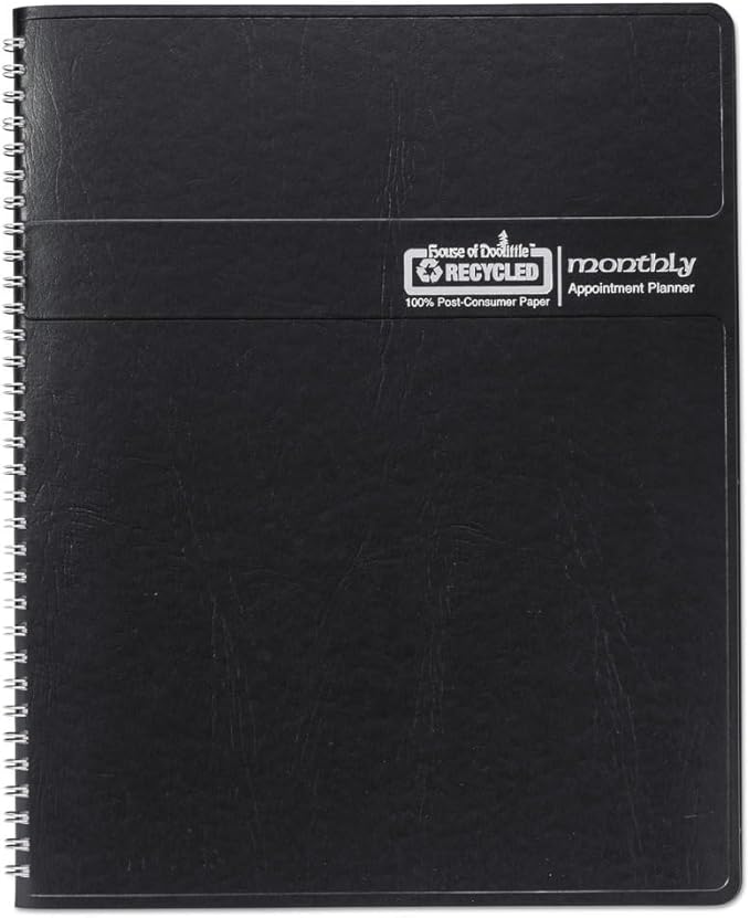House of Doolittle 2026 Monthly Planner 8.5" x 11", Faux Leather Cover, Black (26202-26)