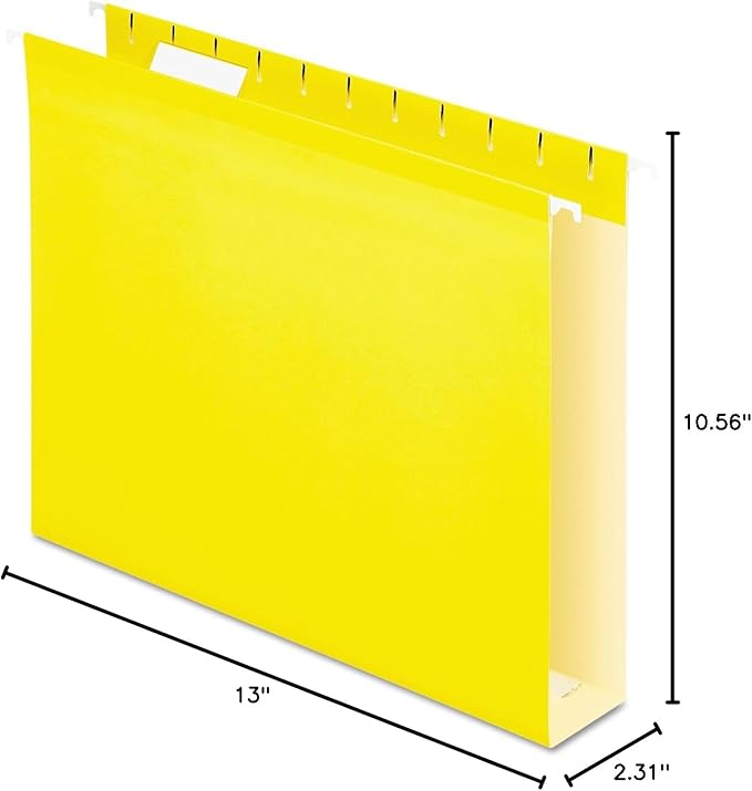 Pendaflex Extra Capacity Reinforced Hanging Folders, 2", Letter Size, Yellow, 1/5 Cut, 25/BX (04152x2 YEL)