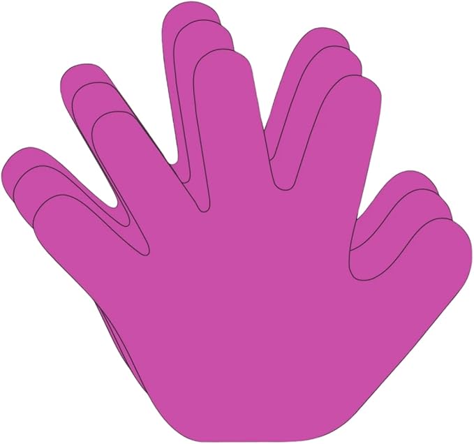 SHAPES ETC. 31 Pcs Hand Large Paper Cut-Outs 5.5in, Bulletin Board Decorations, Classroom Decor, Creative Craft Projects, All About Me, Handprint Wreath, Craft Supplies, Made in USA (Purple)