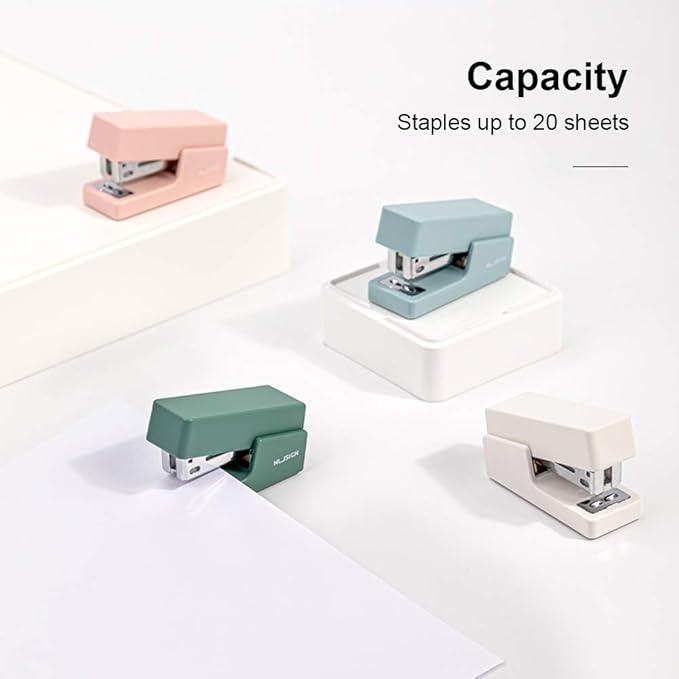 NUSIGN Mini Stapler, 20 Sheet Capacity, Office Desktop Stapler Green, Includes 640 Standard Staples and A Staple Remover