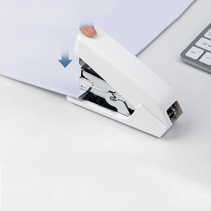 Desk Stapler Labor-Saving Desktop Stapler The Office Desktop Stapler Has a Capacity of 20 Sheets Ergonomically Suitable for Document Binding School Supplies (Color : White)