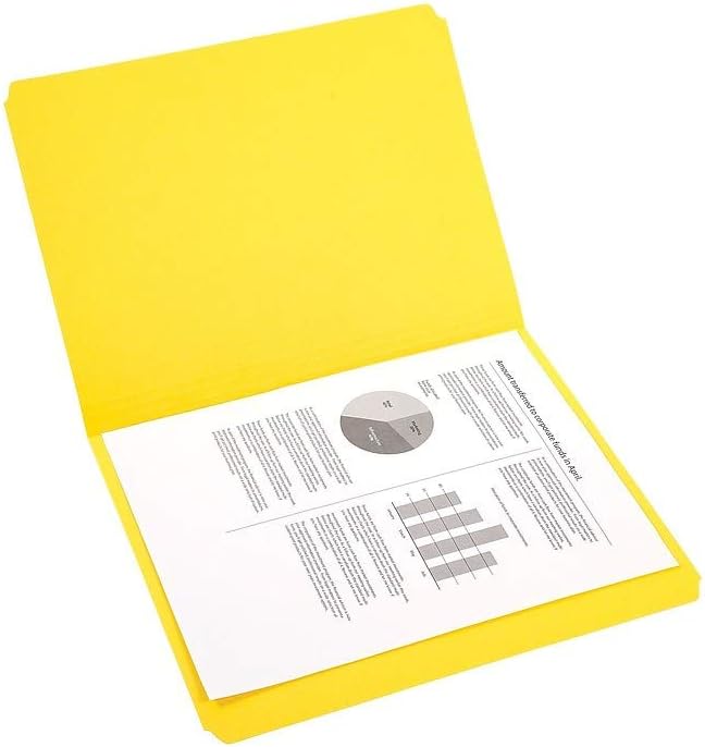 Staples Top‑Tab File Folders, Straight‑Cut, Letter Size, Yellow, Durable Paper Stock, 100/Box