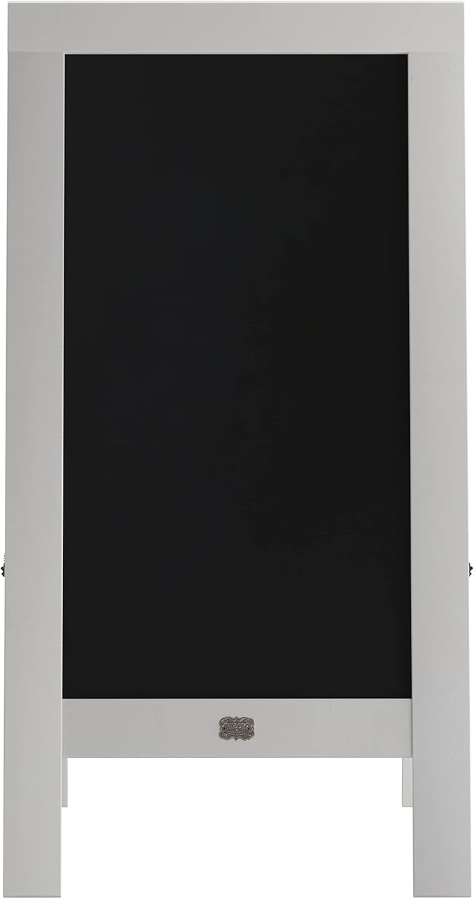A Frame Chalkboard with Chalk Markers by HBCY Creations: 40x20 Solid Wood A-Frame Sign White Double-Sided Magentic Menu Board, Deluxe Set Includes 8 Chalk Markers, 10 Stencils, 2 Magnets