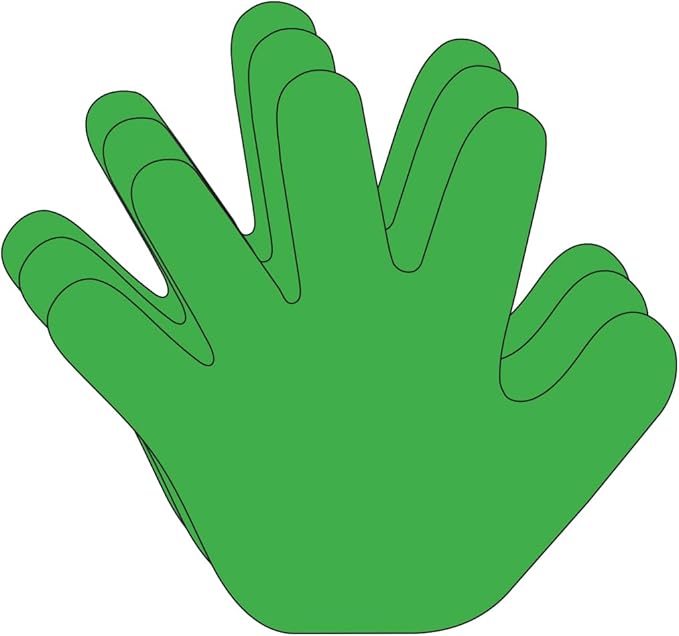 SHAPES ETC. 31 Pcs Hand Large Paper Cut-Outs 5.5in, Bulletin Board Decorations, Classroom Decor, Creative Craft Projects, All About Me, Handprint Wreath, Craft Supplies, Made in USA (Christmas Green)