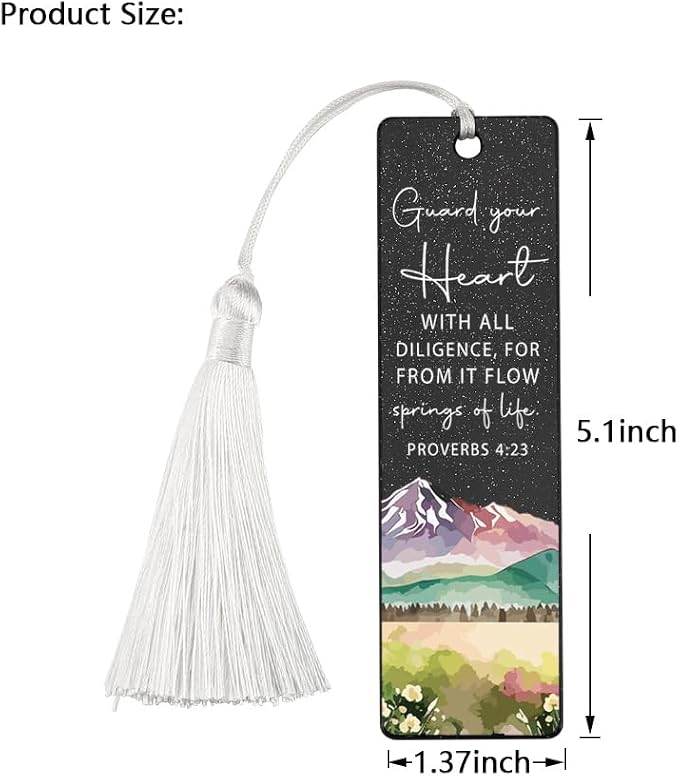 Christian Heart Guarding Bookmark, Inspirational Gift for Believers, Uplifting Gift for Spiritual Readers, Spiritual Bookish Present, Unique Landscape & Scripture Design Bookmark, WCB72