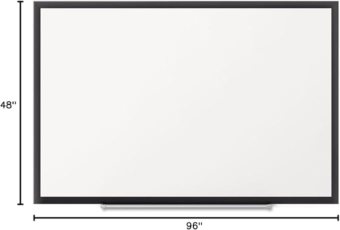 Quartet Dry Erase White Board 96"W x 48"H Magnetic Whiteboard, Nano-Clean, Black Aluminum Frame (SM538B)