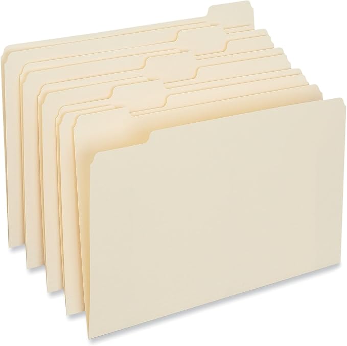 Universal File Folders, 1/5 Cut Assorted, One-Ply Top Tab, Legal, Manila, 100/Box (15115)