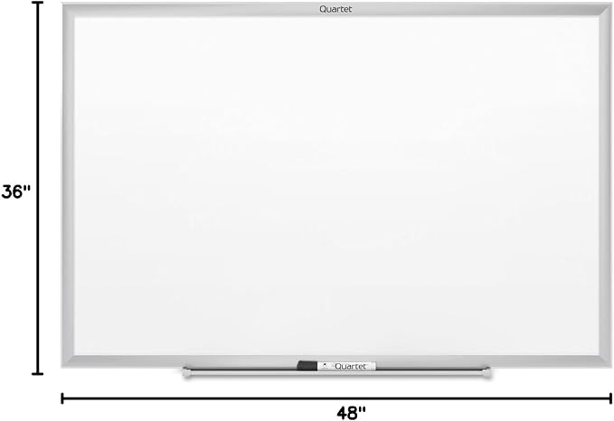 Quartet Magnetic Dry Erase White Board, 48"W x 36"H Whiteboard, Nano-Clean Surface Resists Ink Stains, Silver Aluminum Frame (SM534)