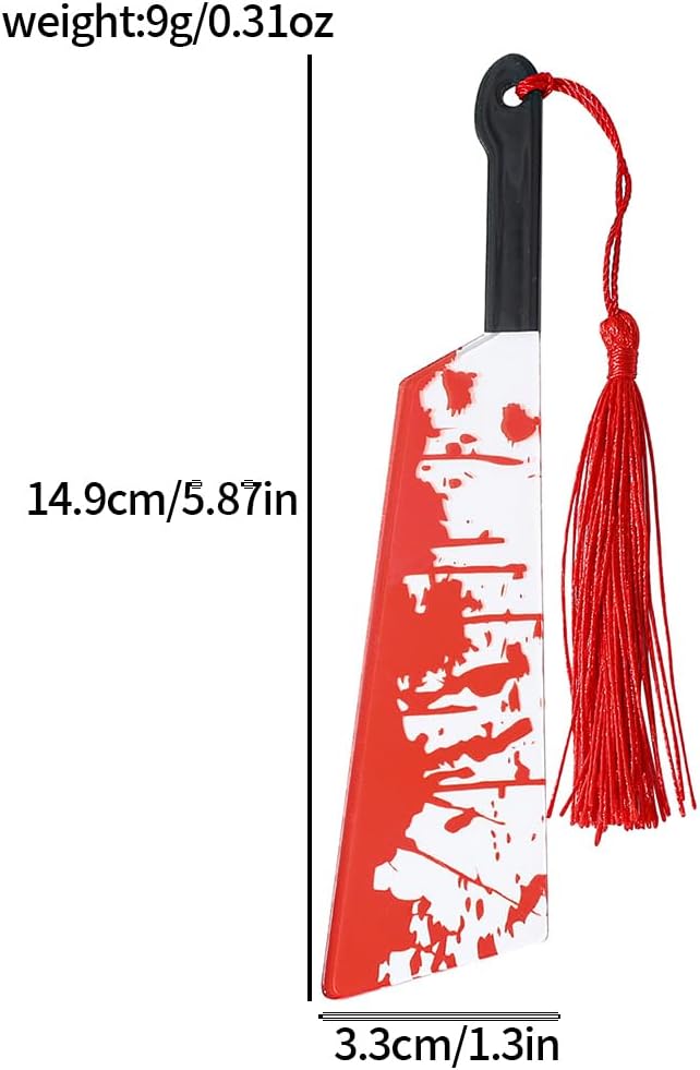 Horror Novelty Bookmark Set - 6 Creepy Tool Shapes with Blood Stain Design, Gothic Book Accessories for Halloween Gifts, Macabre Metal Page Holders with Red Tassels (6Pcs Tools of Terror)