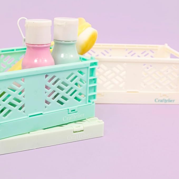 Craftelier - Box for Organisation and Storage of Craft Materials | Foldable and Stackable Design | Small Size - Open Box Measures 13,5 x 9,5 x 9,5 x 5,5 cm - Colour White