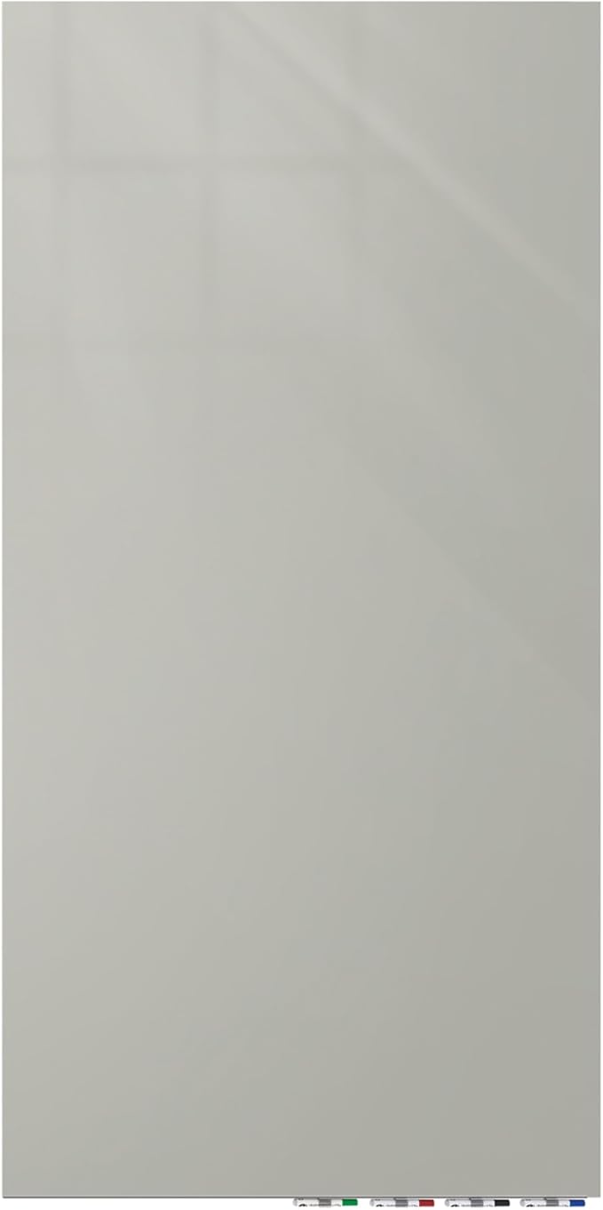 Aria 3'H x 2'W Magnetic Low Profile 1/4" Glass Whiteboard - Vertical Gray - 4 Rare Earth Magnets, 4 Markers and Eraser
