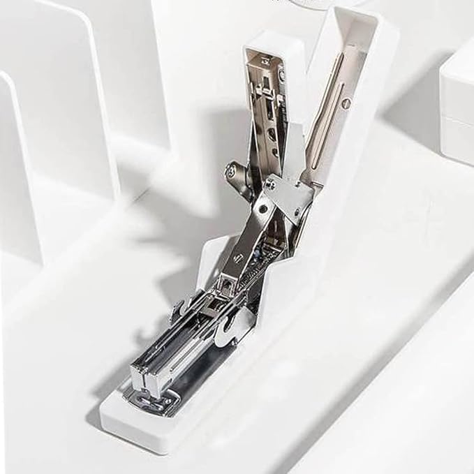 KUYWLMKMZZ Desk Stapler Portable Stapler Office Stapler Single Finger Press Labor Saving Stapler White Suitable for Office Document Binding and Finishing School Supplies (Color : White)