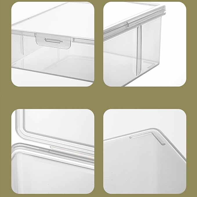 Clear Plastic File Storage Boxes with Lids for Files,Stackable File Box,File Portable Paper Case,Containers for Organizing Paper, Letters, Documents, Art Supplies (Clear-A4+A4)