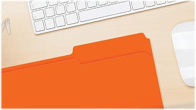 Pendaflex Two-Tone Color File Folders, Legal Size, Orange, 1/3 Cut, 100/BX (153 1/3 ORA)