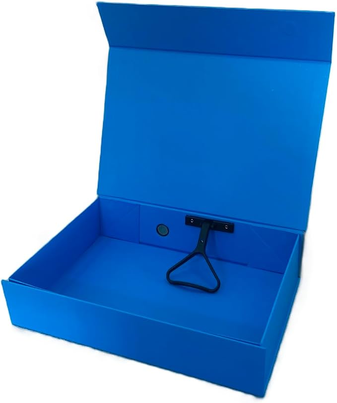 Blue Folding Box File Binder Folder - Portable and Convenient Document Organizer with Magnetic Closure - Instantly Fold and Unfold to Save Space. Made from Eco-Friendly Recycled Carboard (4)