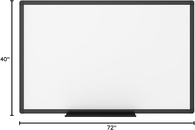 VIZ-PRO Magnetic Dry Erase White Board, 72 X 40 Inches, Black Aluminium Frame