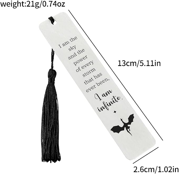 Dragon Metal Bookmarks Set, Fourth Wing Stainless Steel Bookmark with Charm, Book Mark for Reading Women and Men, Book Accessories for Book Lover (Style 1)