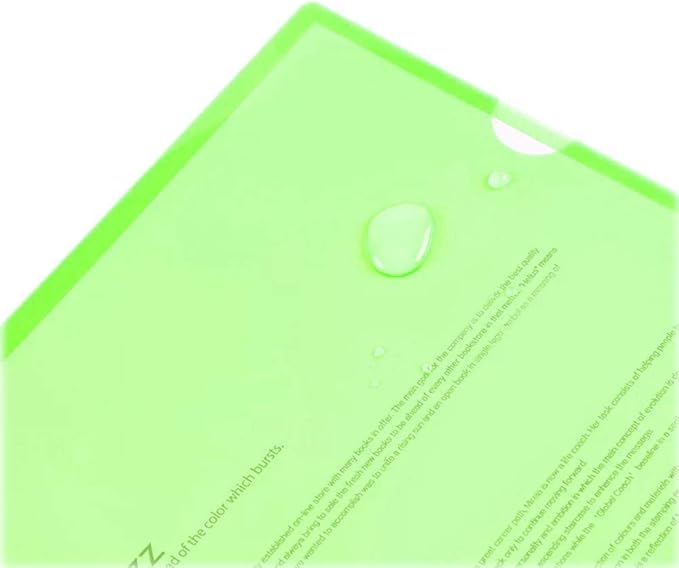 L-Type Plastic Folder Safe Project Pockets Transparent Clear Document Folder 12pcs for A4 paperPlastic Paper Jacket Sleeves in Assorted Project Folders (Green)