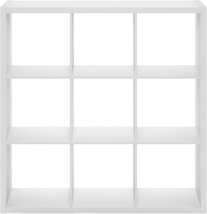 Furinno Cubicle Open Back Decorative Cube Storage Organizer, 9-Cube, White