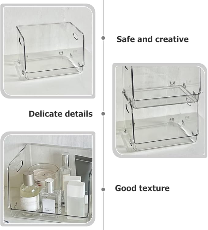 Storage Bins 2pcs Acrylic Desk Organizer Clear Office Desktop Accessories Stationery Pen Organizer for Desk Home Art Stationery Office Supplies Stackable Storage Bins