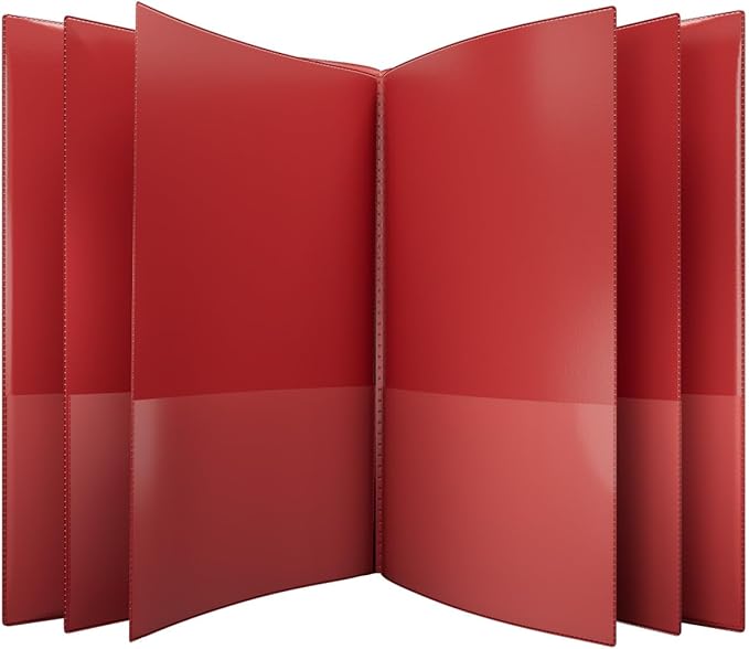 Nicky's® Multi Pocket Organizer, 10 or 14 Page Folder, Water Proof, Patented Tear-Resistant, Flexible Plastic, Proudly Made in USA, Binder Substitute. (10-in-1 Red)