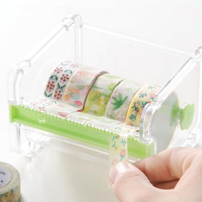 Tape Dispenser Cutter, Visible Packaging Roll Tape Holder Organizer for Home Office School (Yellow)