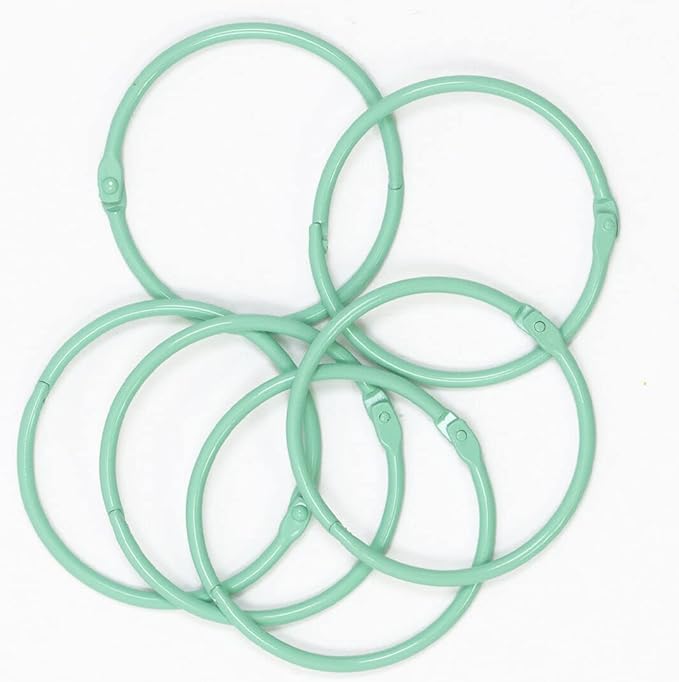 Craftelier - Set of 6 Metal Binding Rings for Scrapbooking, Card Making and Other Craft Projects | Rings for Photo Albums, Notebooks or Diaries | Size Γ 60 mm - Turquoise Colour
