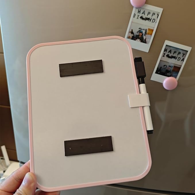 6" X 8"Small White Board,White Boards for Students,Small Whiteboard for Door Frame,Dry Erase Boards for Kids,Message Board with Magnetic Dry Erase Marker and 2 Magnets(Pink)