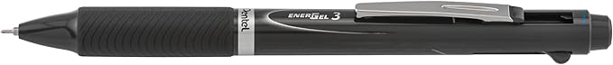 Pentel EnerGel 3 Multi-Function, 3-Ink Gel Pen, (0.5mm) Fine Line, Gray Barrel - BLC35N