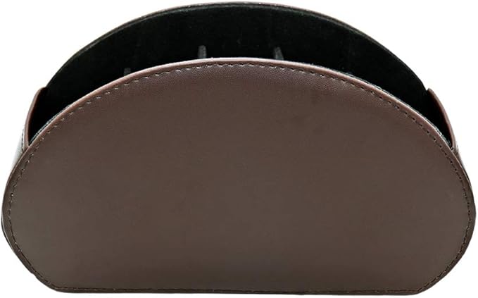 Remote Control Holder Organizer Table Desk Leather Control Storage TV Remote Control Organizer with 5 Spacious Compartments (Dark Brown)