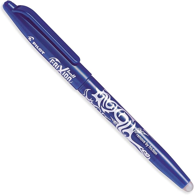 PILOT Frixion Heat/Friction Erasable Rollerball Pen FR7 - Medium Line 0.7mm Tip Nib - Pillow Pack of 3 (Blue)