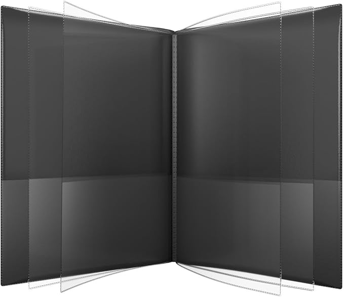 Nicky's® Multi Pocket Organizer, 10 or 14 Page Folder, Water Proof, Patented Tear-Resistant, Flexible Plastic, Proudly Made in USA, Binder Substitute. (10-in-1 Clear Black)