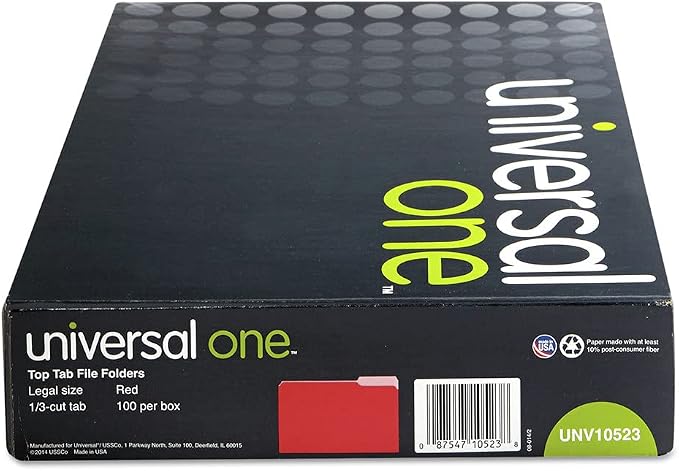Universal One Bright Top Tab Classification Folder, Red/Light Red (10523)