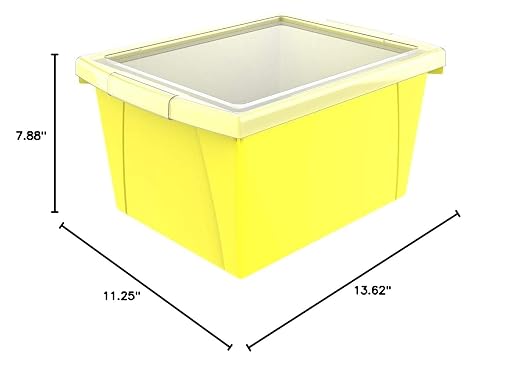 Storex Classroom Storage Bin with Lid, 4 Gallon, 13-5/8 x 11-1/4 x 7-7/8 Inches, Yellow