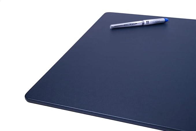 DACASSO Leatherette Conference Table Pad - Luxury Leather Desk Blotter for Writing - Padded Executive Desk Surface Protector - (Navy Blue, 20” x 16”)