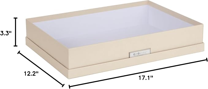 Bigso Sverker Fiberboard Legal/Art Storage Box - Scrapbook Storage Box for Papers, Photos, and More - Durable Keepsake Boxes with Lid and Metal Label Holder - 3.3in x 17.1in x 12.2in - Fawn