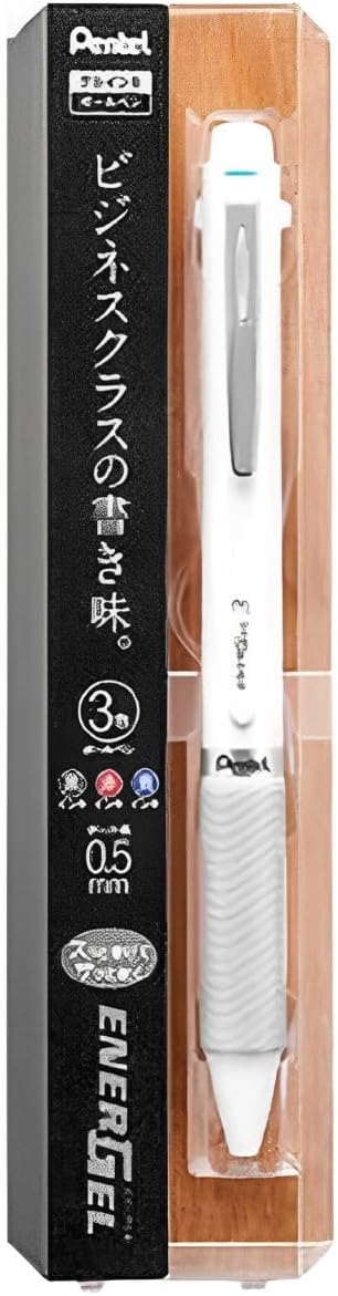 Pentel EnerGel 3 Multi-Function, 3-Ink Gel Pen, (0.5mm) Fine Line, White Barrel - BLC35W