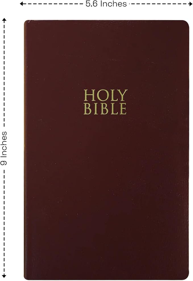 Personalized NIV Bible Faux Leather Small Print Economy Bible with Custom Name at The Lower Right Side & Red-Highlighted Verses, Custom Gift for Christian & Religious Events | Burgundy